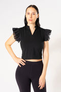 RILEY RUFFLE CAP SLEEVE V-NECK TOP