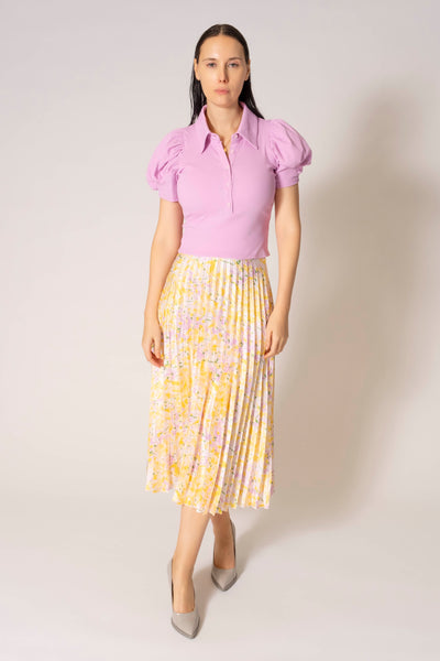 Hunter Floral Print Pleated Silk Maxi Skirt