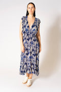 V-NECK RUFFLE PRINTED VINCENT MAXI DRESS
