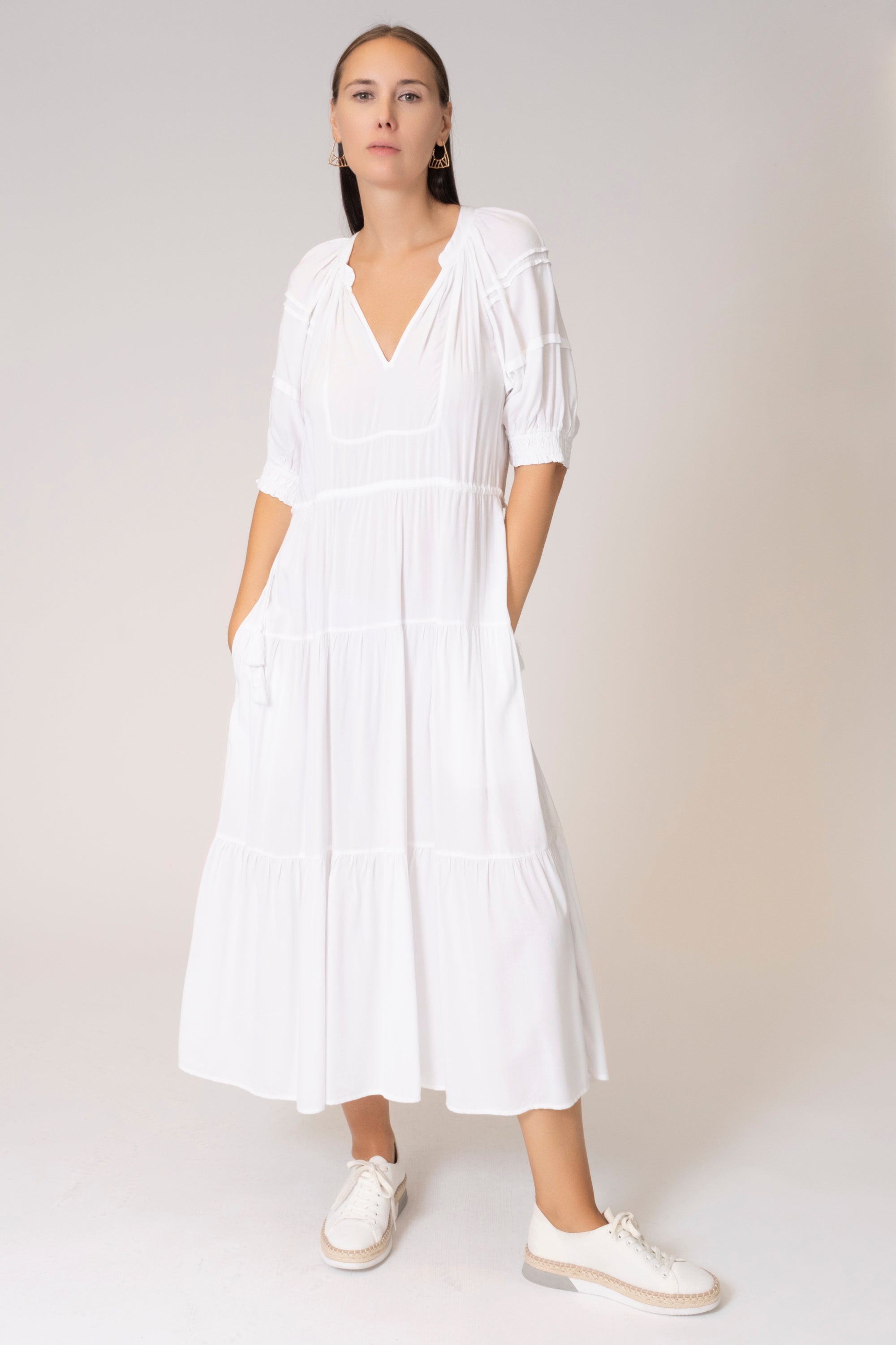 WHITE SIDE TIE DRESS – Area Stars
