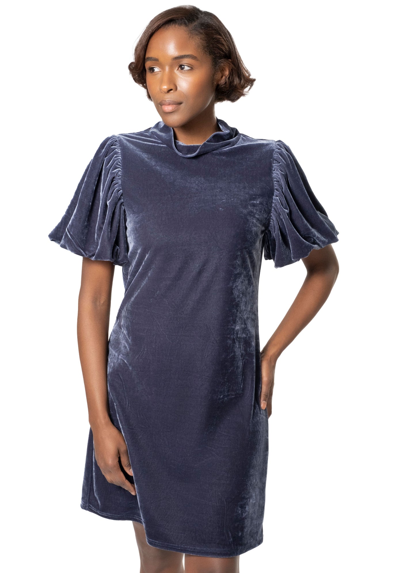 VELVET MOCKNECK DRESS