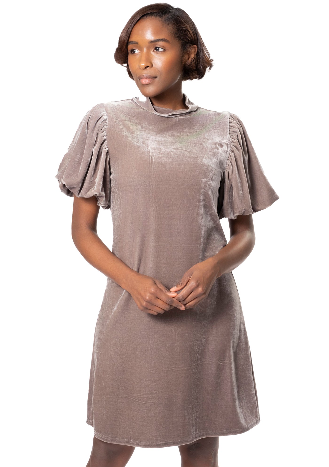 VELVET MOCKNECK DRESS