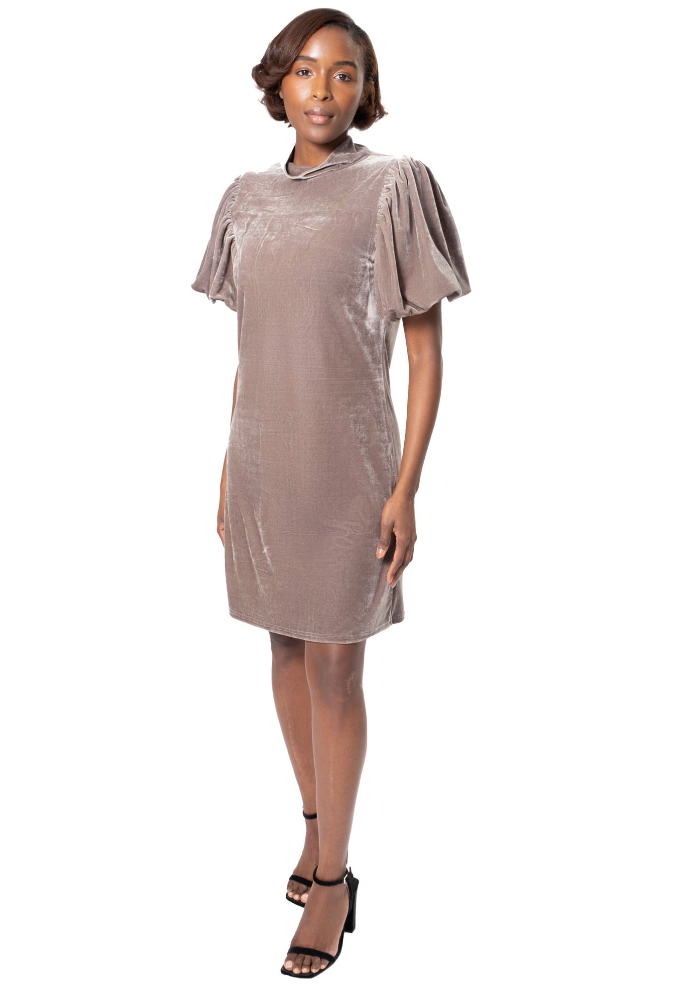 VELVET MOCKNECK DRESS