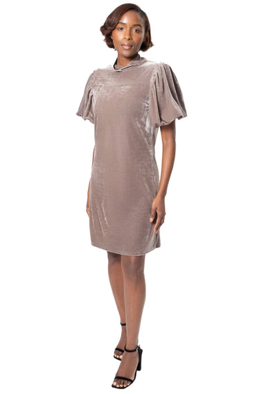 VELVET MOCKNECK DRESS