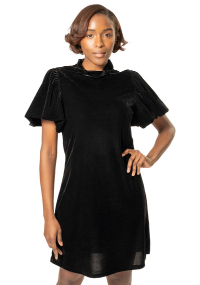 VELVET MOCKNECK DRESS