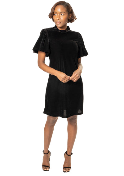 VELVET MOCKNECK DRESS