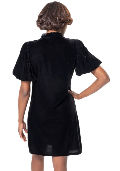 VELVET MOCKNECK DRESS