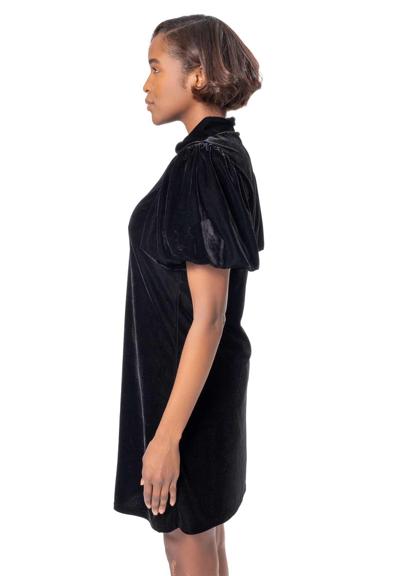 VELVET MOCKNECK DRESS