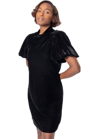 VELVET MOCKNECK DRESS