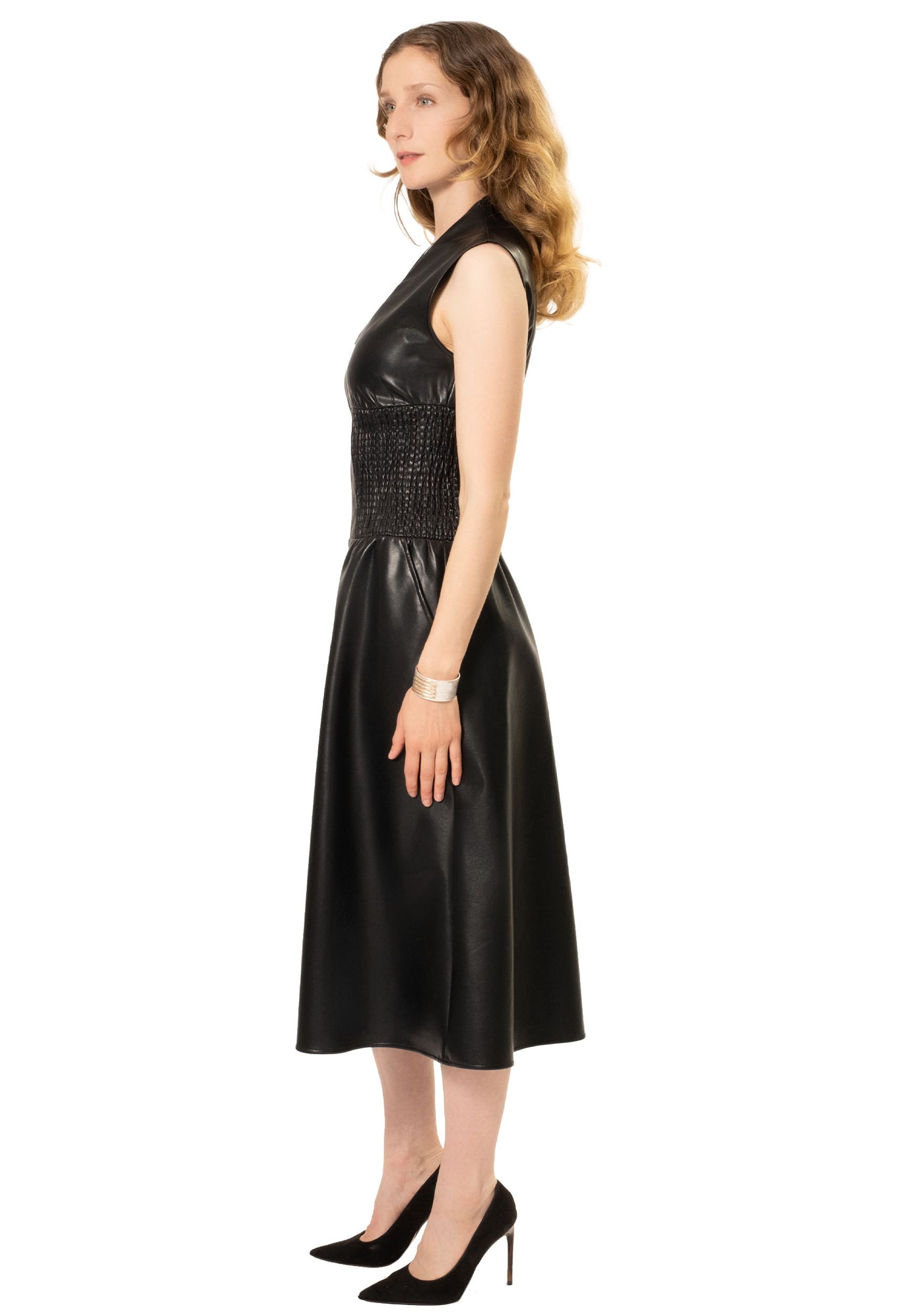 FAUX LEATHER ZIP DRESS