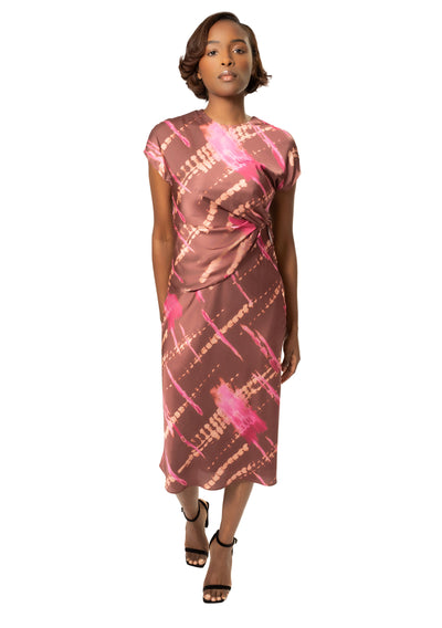 AVERY DRAPED PRINTED DRESS
