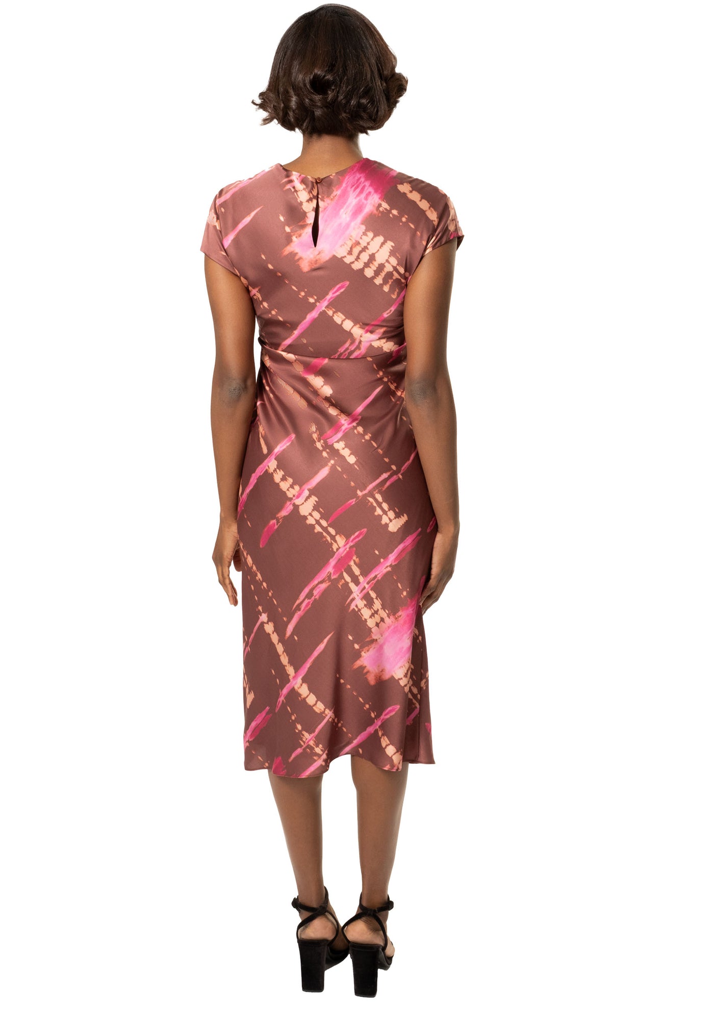 AVERY DRAPED PRINTED DRESS