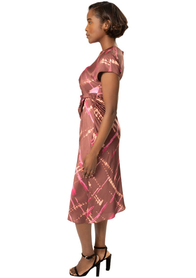 AVERY DRAPED PRINTED DRESS