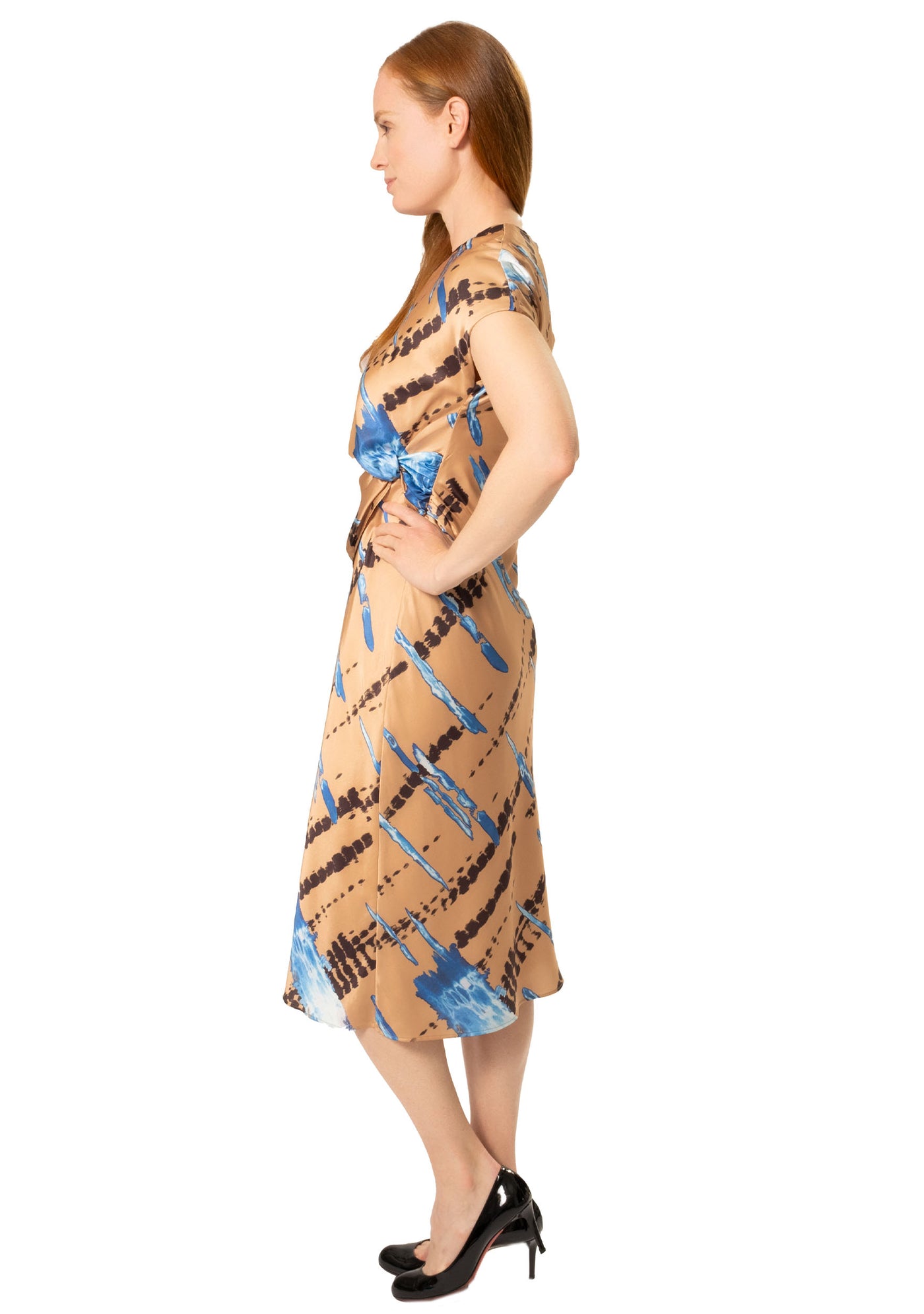 AVERY DRAPED PRINTED DRESS