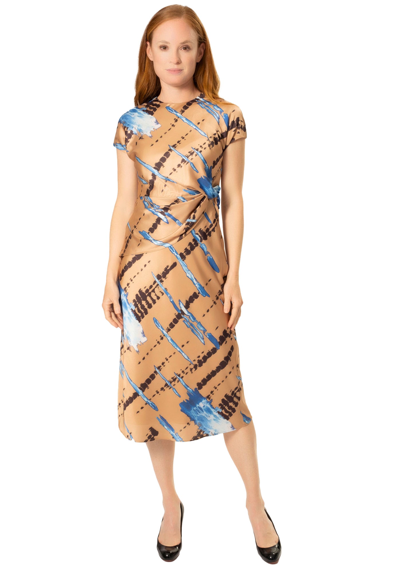 AVERY DRAPED PRINTED DRESS