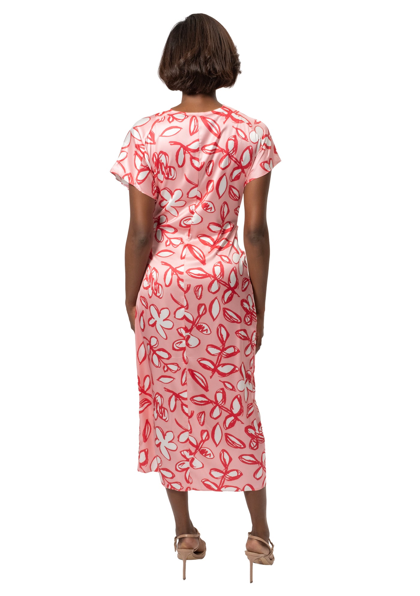 PINK FLORAL SIDE TIE DRESS