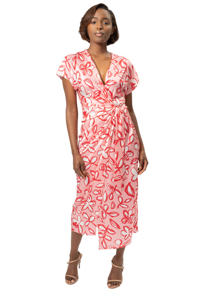 PINK FLORAL SIDE TIE DRESS