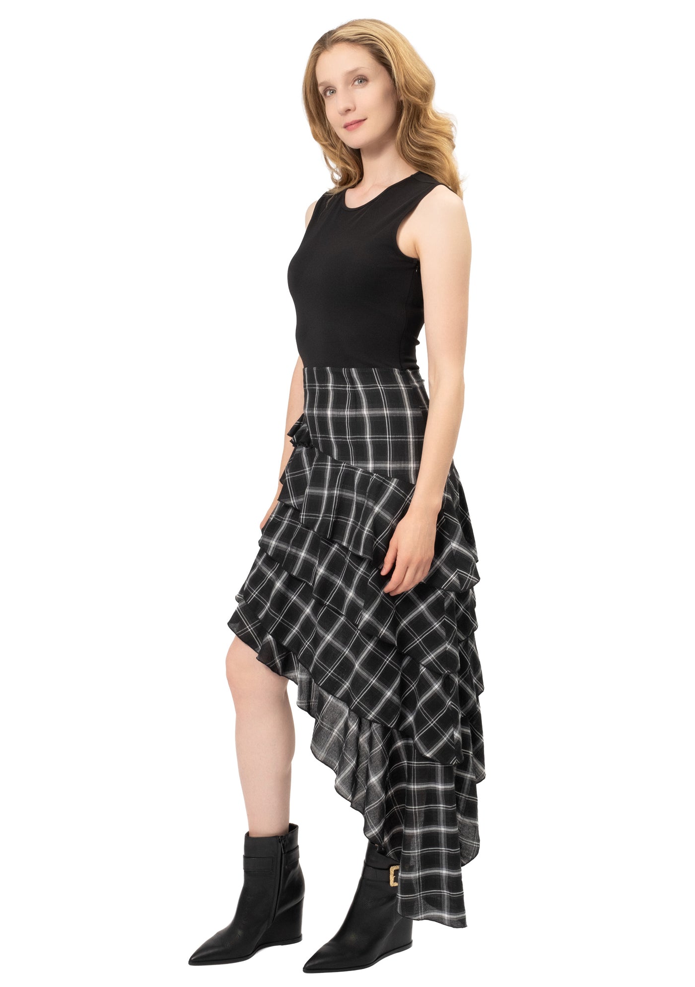 ASSYMETRICAL PLAID DRESS