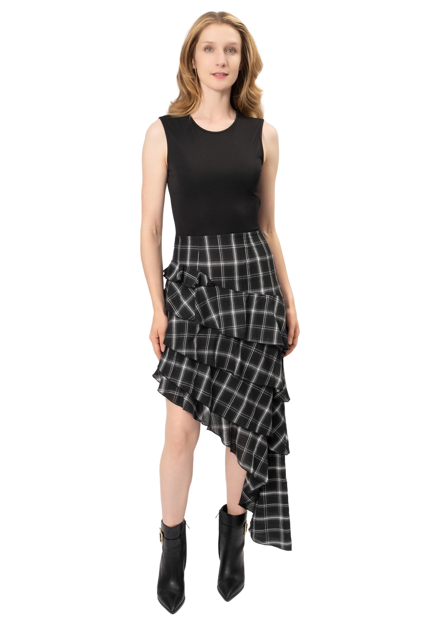 ASSYMETRICAL PLAID DRESS