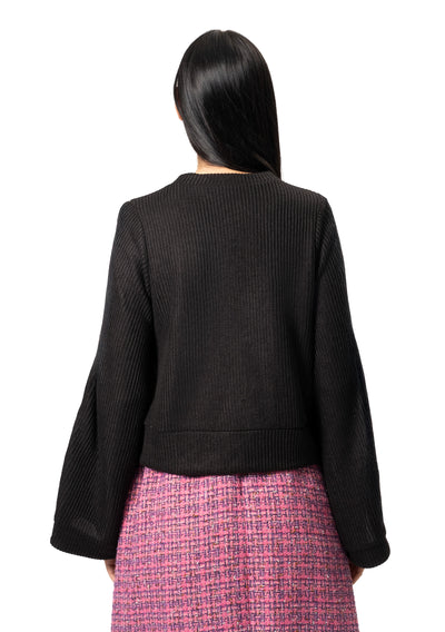 EMBROIDERED SLEEVE KNIT TOP