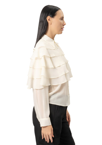 RUFFLE LONG SLEEVE BLOUSE