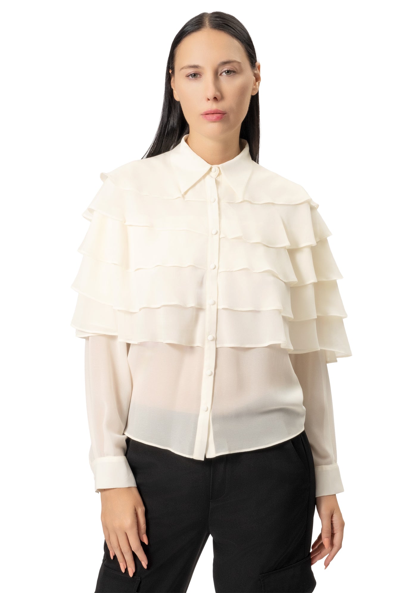 RUFFLE LONG SLEEVE BLOUSE