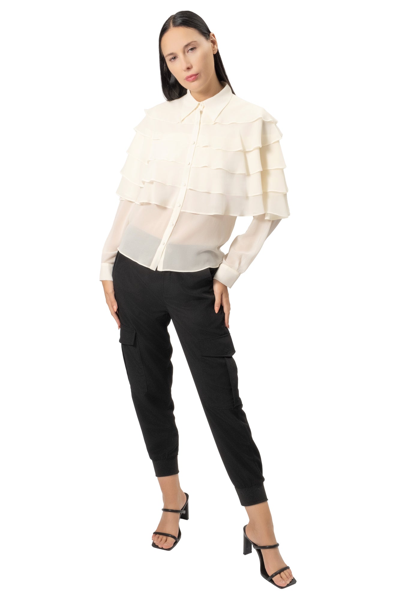 RUFFLE LONG SLEEVE BLOUSE