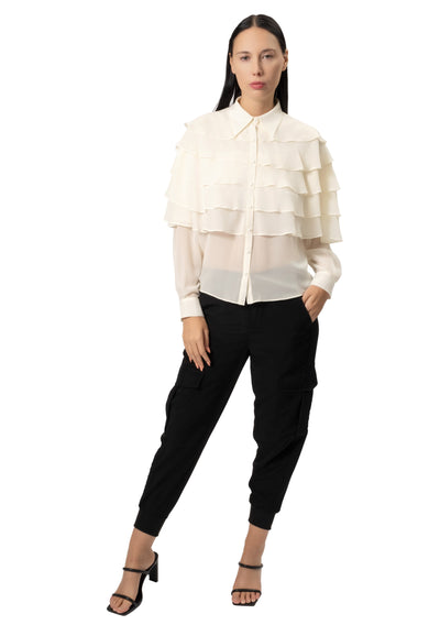 RUFFLE LONG SLEEVE BLOUSE