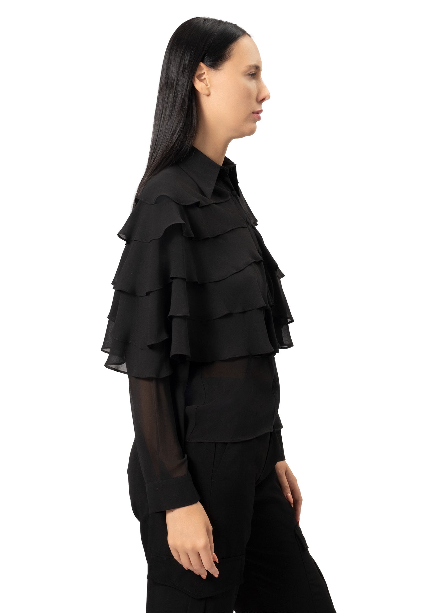 RUFFLE LONG SLEEVE BLOUSE