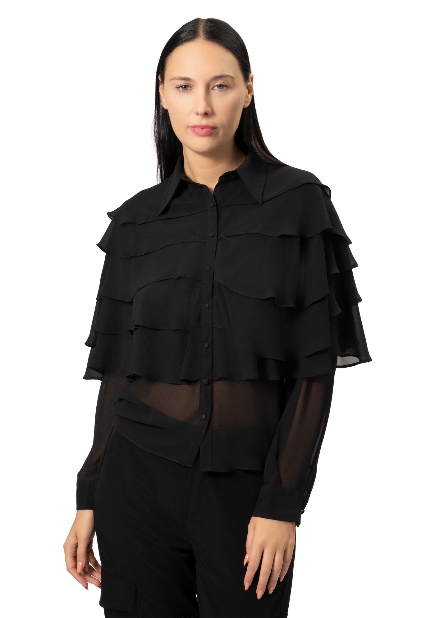 RUFFLE LONG SLEEVE BLOUSE