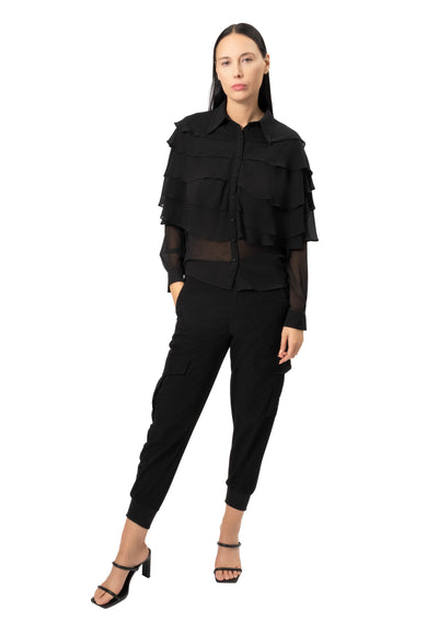 RUFFLE LONG SLEEVE BLOUSE