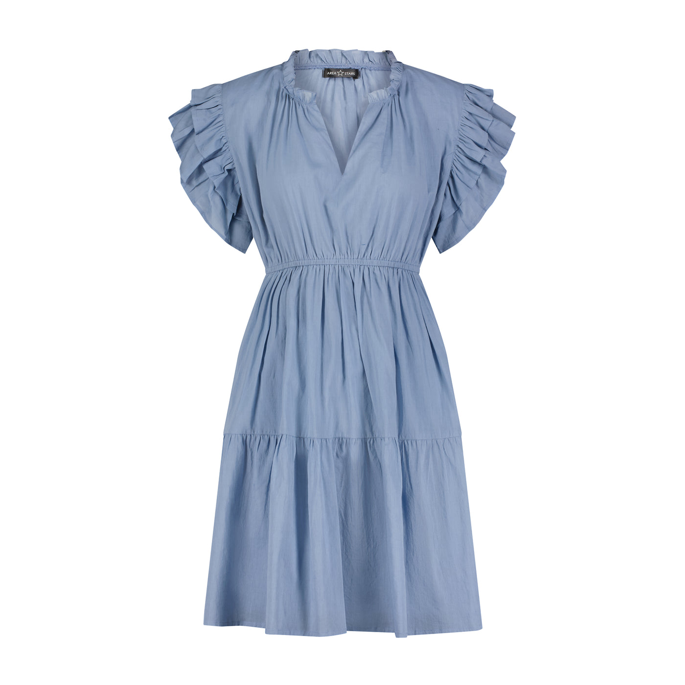 CATHY RUFFLE CAP SLEEVE TIERED DRESS