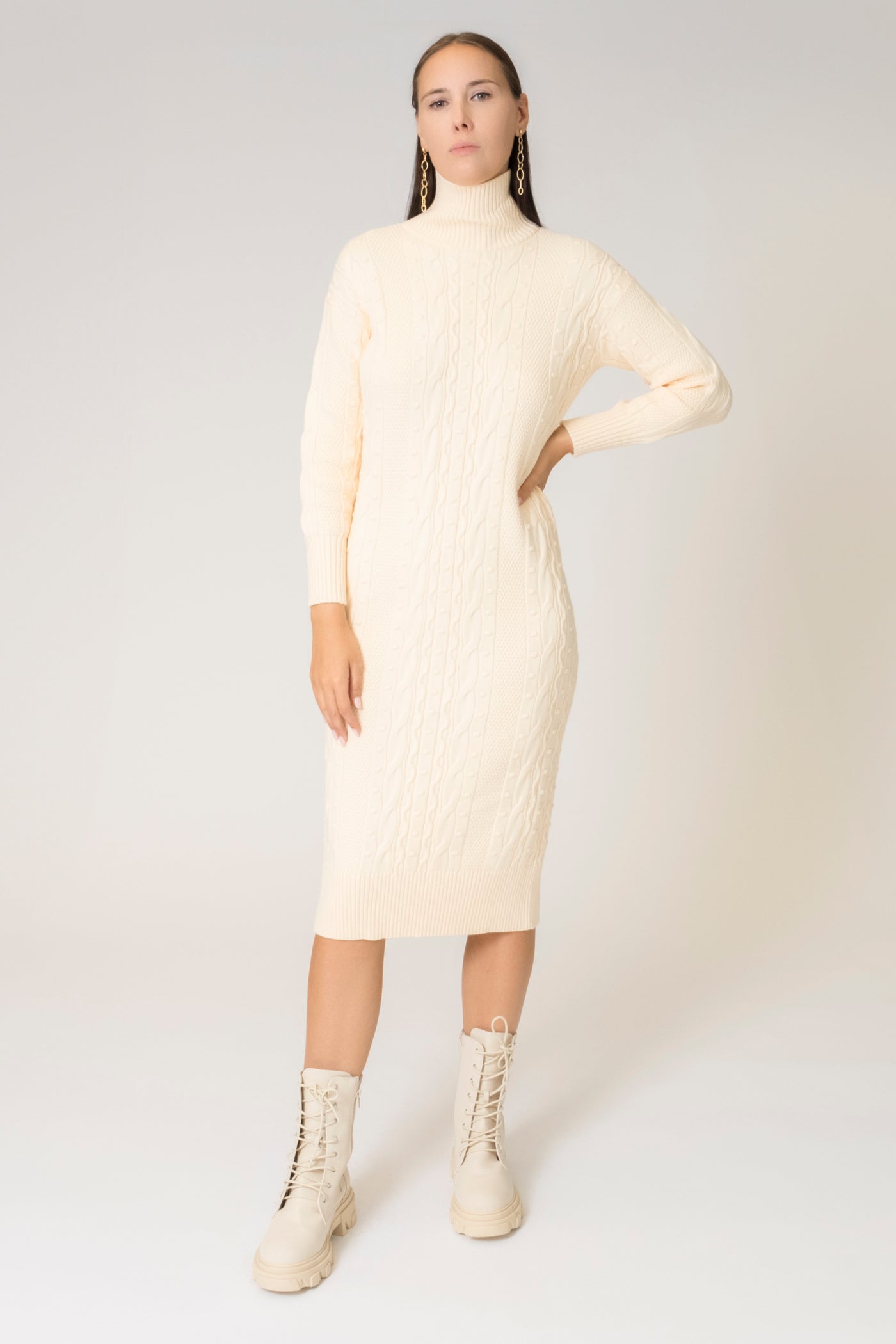 LAYLA CABLE LONG KNIT DRESS