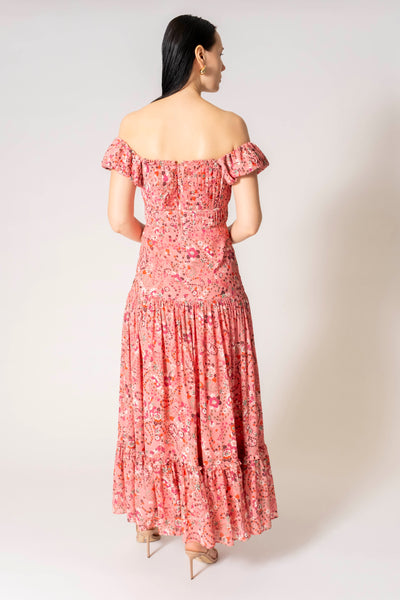 Gisele Floral Print Off The Shoulder Maxi Dress