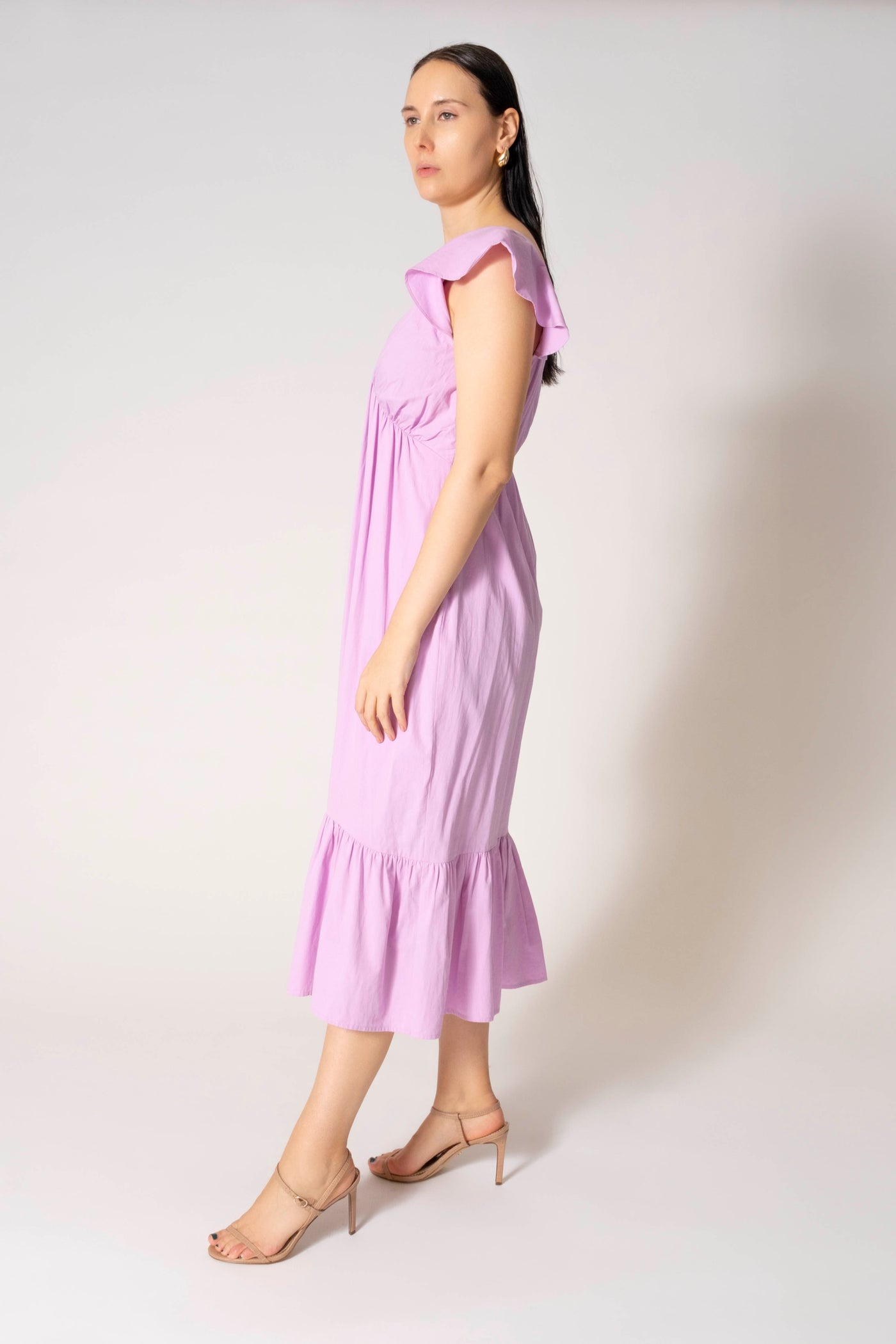 Diana Ruffle Cap Sleeve V-Neck Maxi Dress