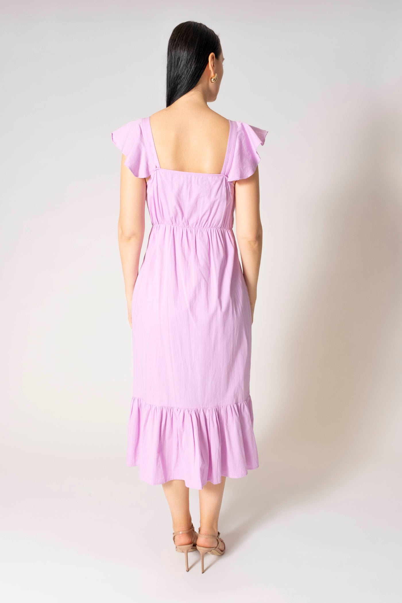 Diana Ruffle Cap Sleeve V-Neck Maxi Dress