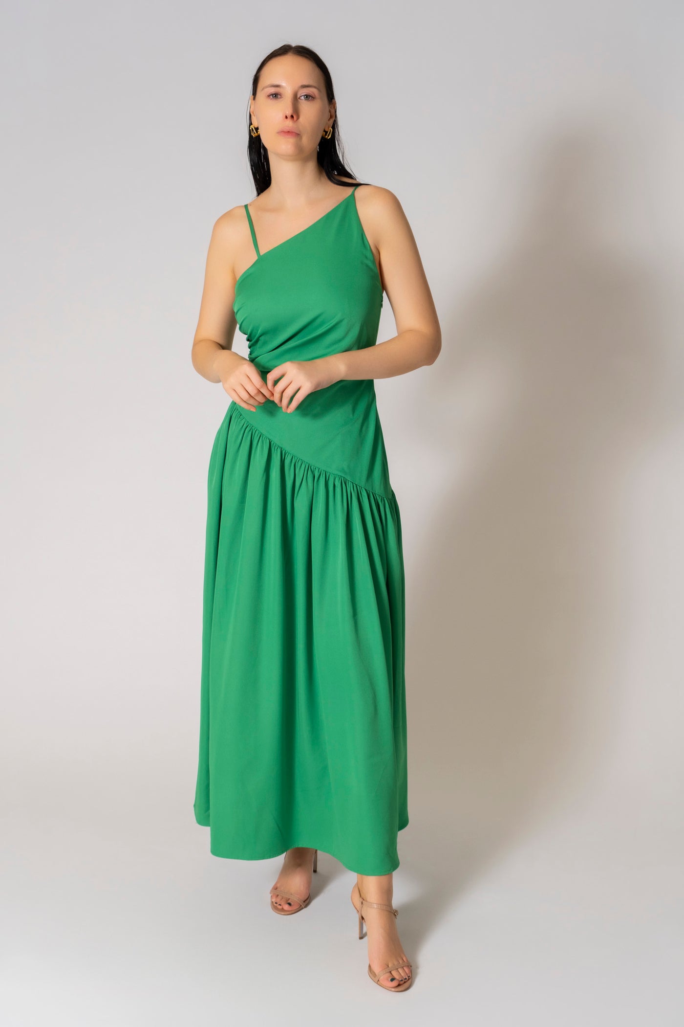 JANIS MAXI ASYMETRICAL PLEATED DRESS