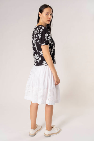 Kit Schiffli Embroidered Midi Circle Skirt