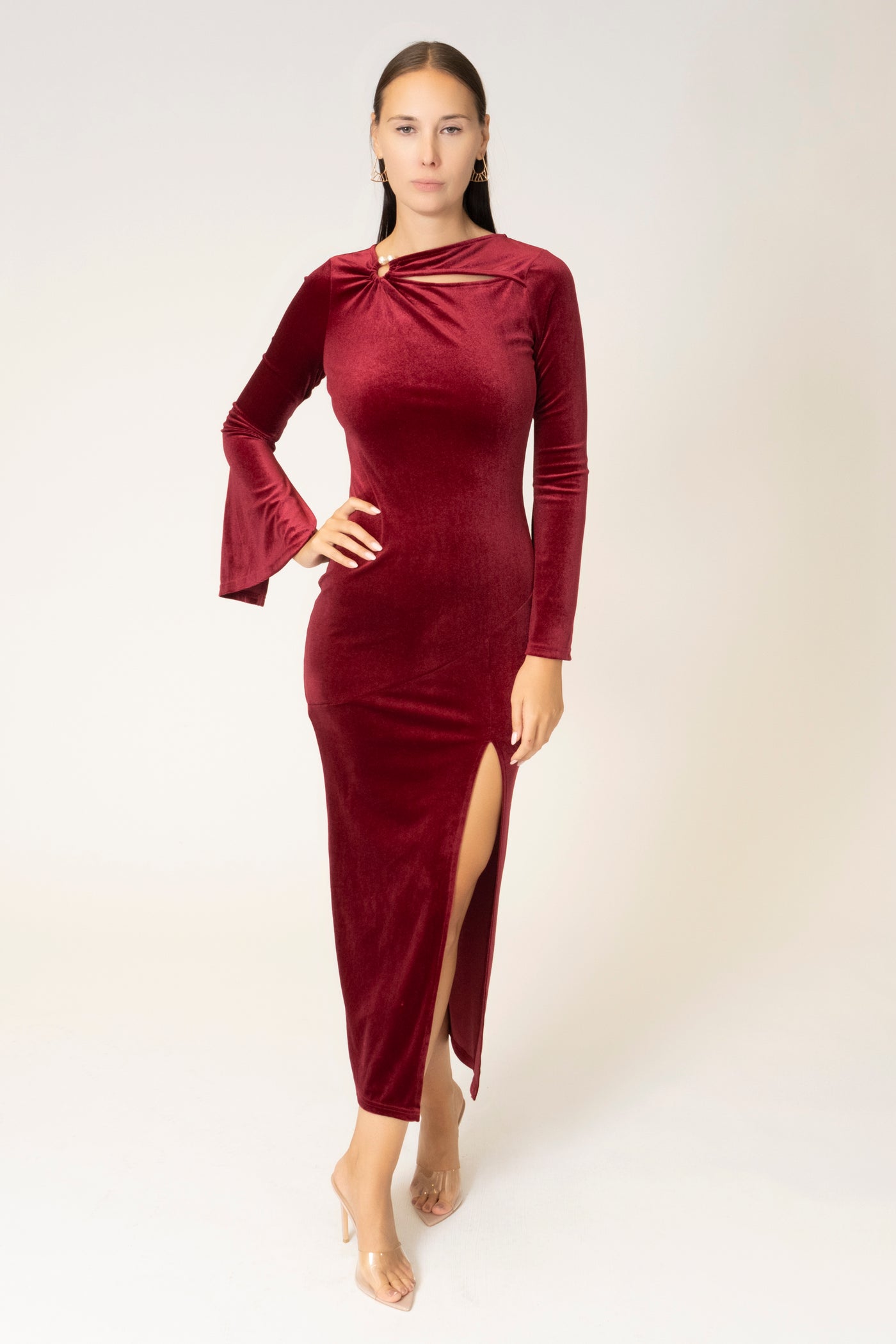 BEA VELVET CUTOUT DRESS