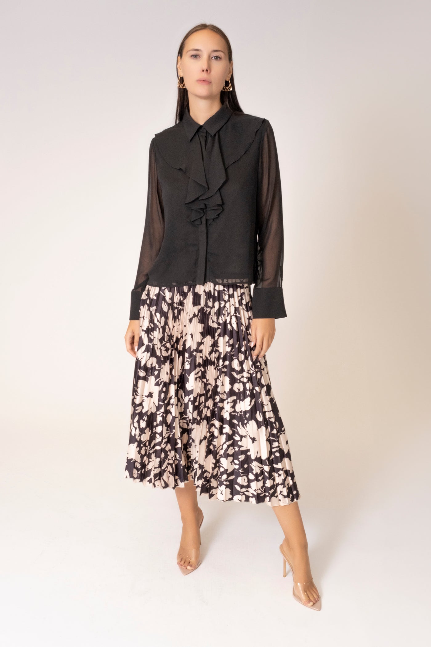 NIGHT BOUQUET PLEATED SKIRT