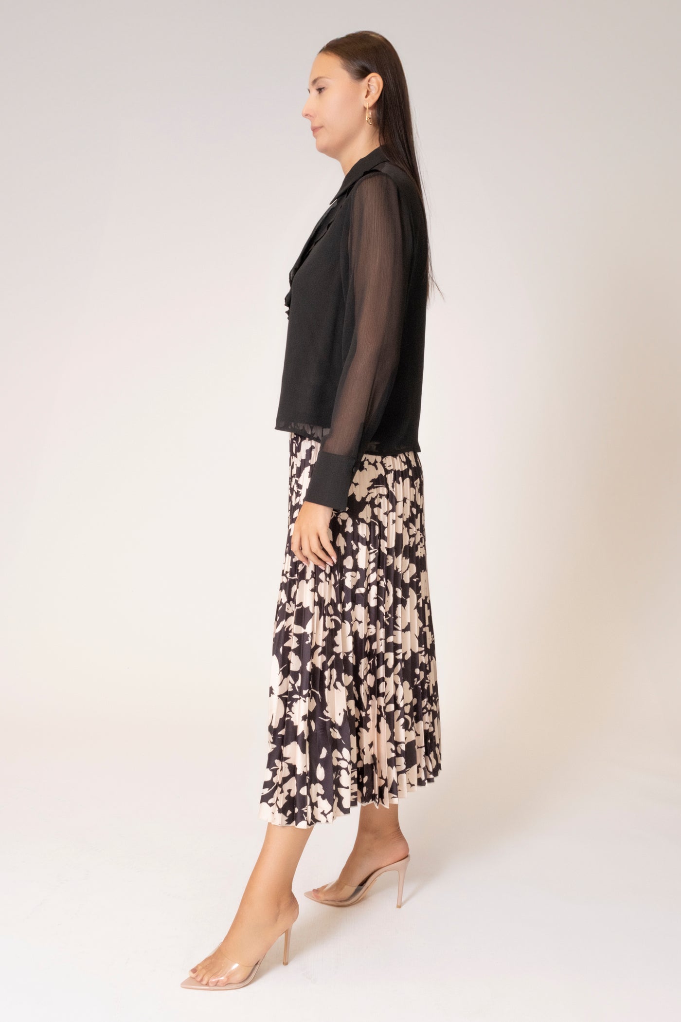 NIGHT BOUQUET PLEATED SKIRT