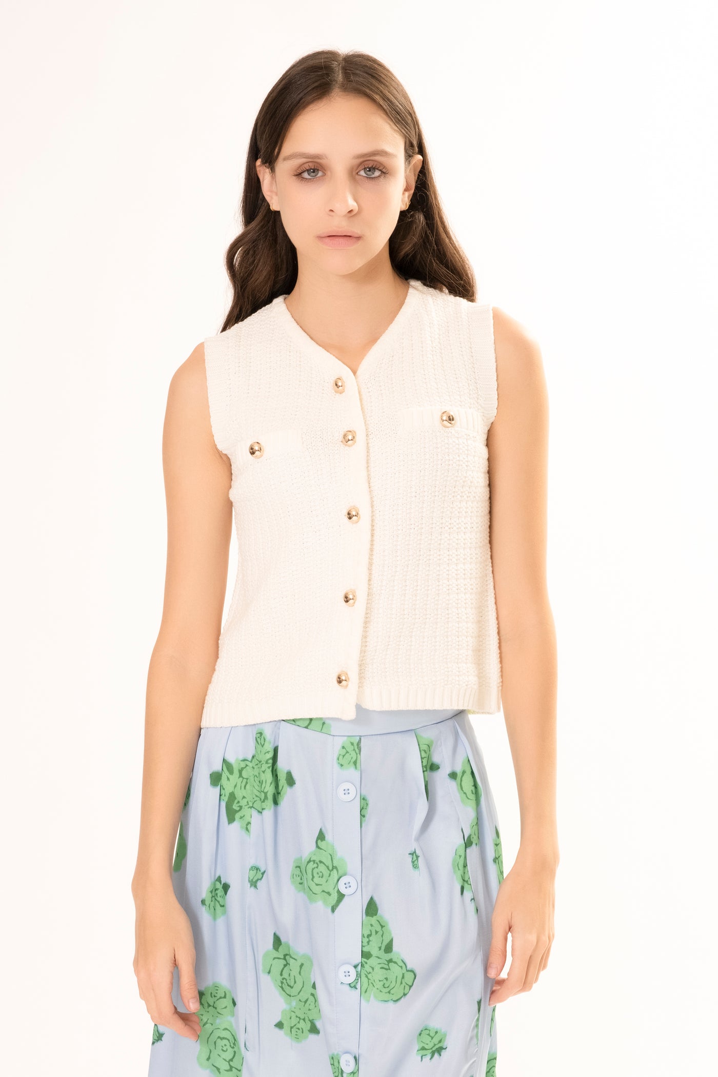 PRU SLEEVELESS KNIT TOP WHITE