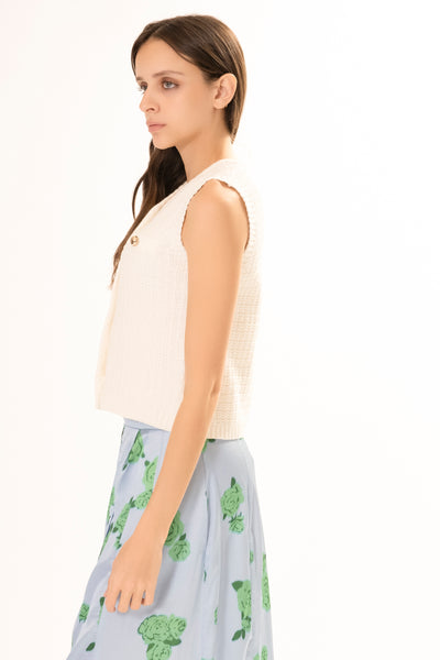 PRU SLEEVELESS KNIT TOP WHITE