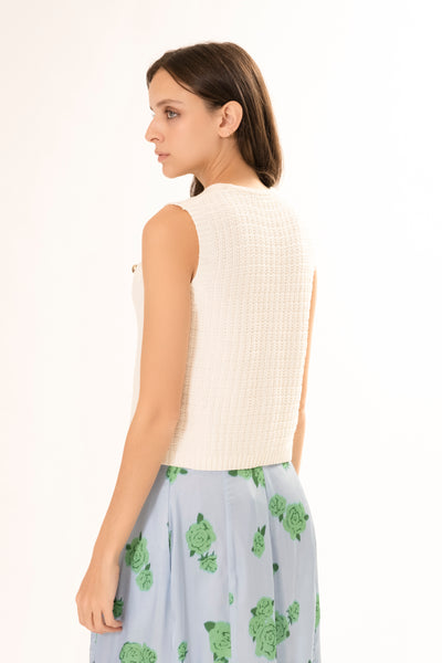 PRU SLEEVELESS KNIT TOP WHITE