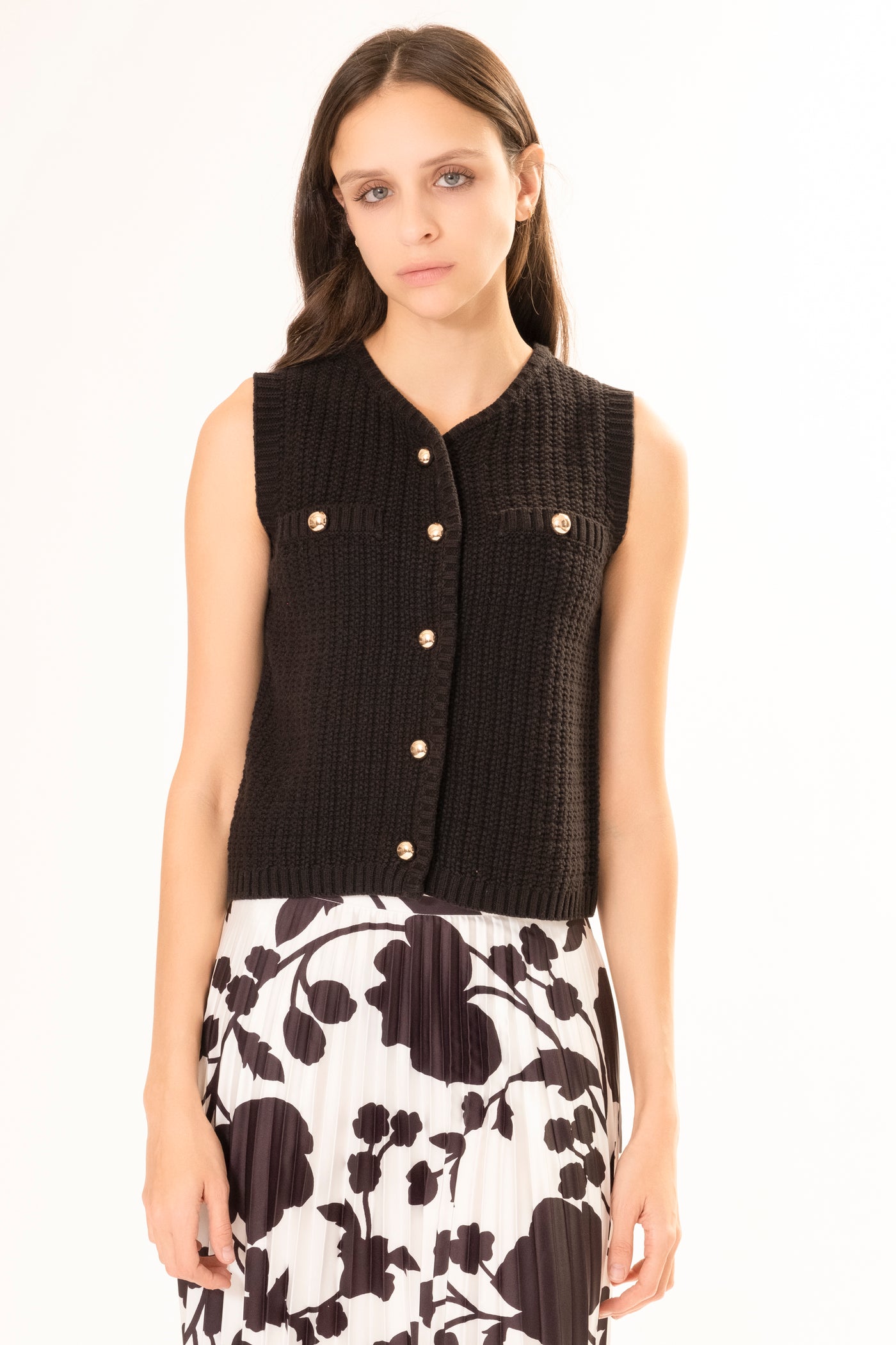 PRU SLEEVELESS KNIT TOP BLACK