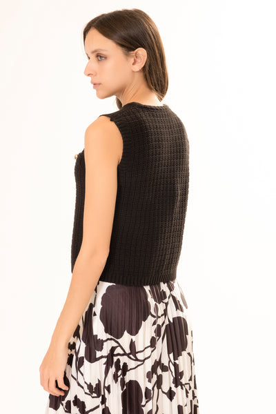 PRU SLEEVELESS KNIT TOP BLACK