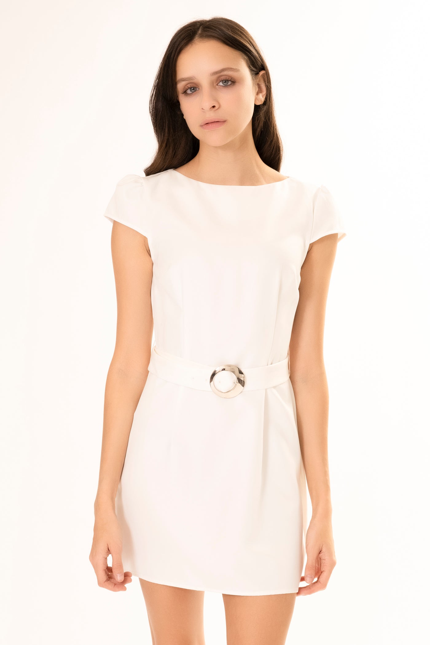 BELLA BELTED DRESS WHITE