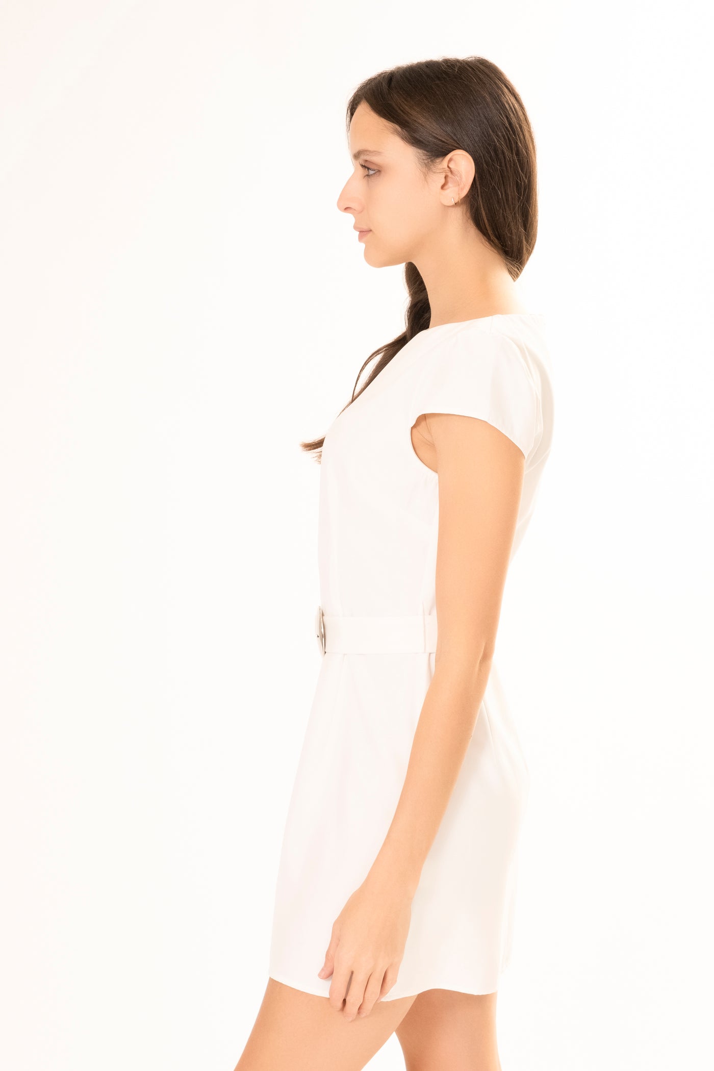 BELLA BELTED DRESS WHITE