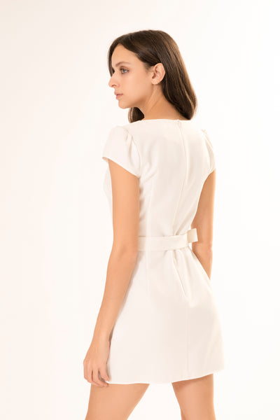 BELLA BELTED DRESS WHITE