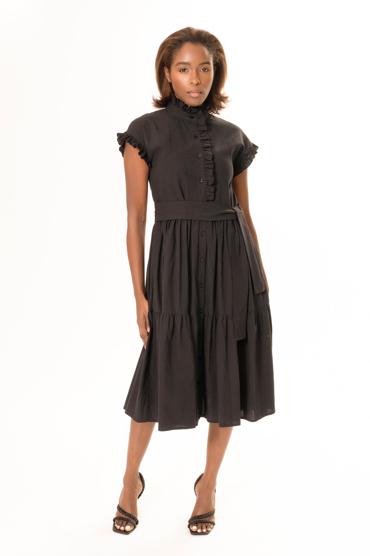 CHLOE RUFFLE DRESS BLACK